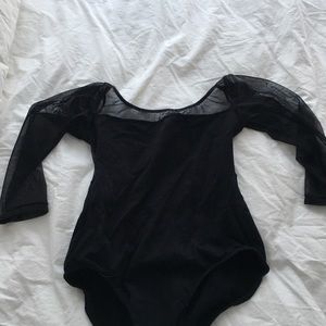 Leotard, mesh sleeves